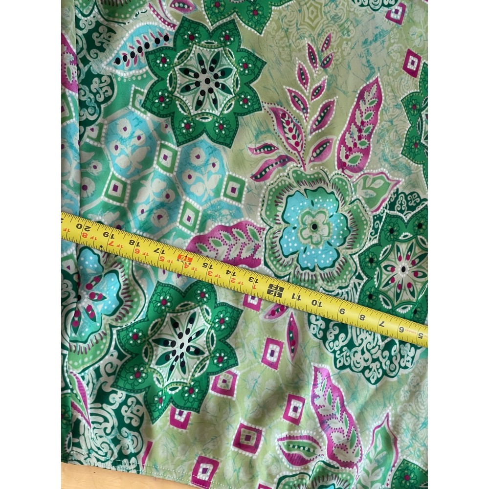 Vintage Y2K A. Byer Green Paisley Midi Skirt Size Medium Chiffon Lettuce Trim - Picture 8 of 8